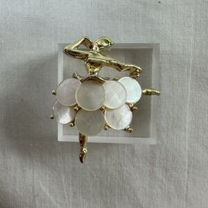 Vintage Brooch Pin Prima Ballerina Dancer MOP Shell Jewelry Gold Tone Elegant